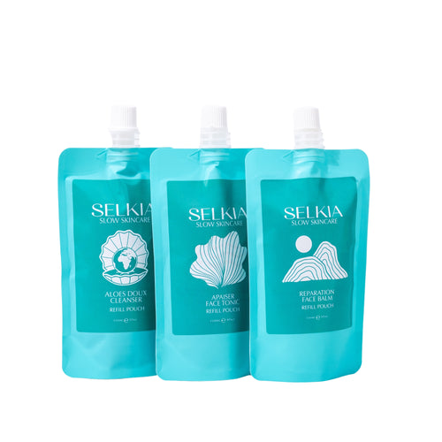 Selkia Skincare Refill Pack - Save on Cleanser, Tonic, and Balm